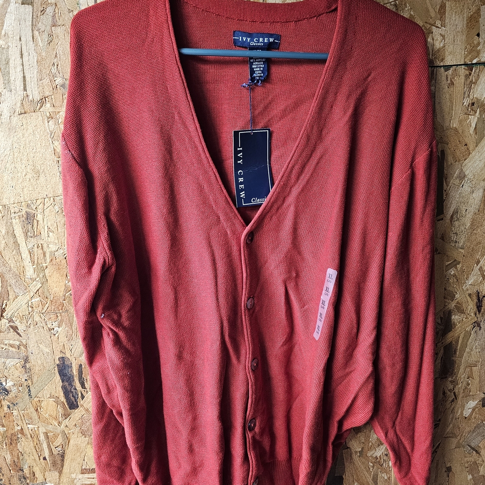 Classic Red Cardigan Sweater V-Neck Lightweight